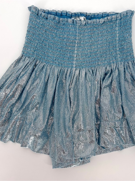 QUEEN OF SPARKLES Pants - Queen Of Sparkles Metallic Smocked High Waist Swing Shorts XS Y2K Fairy Grunge